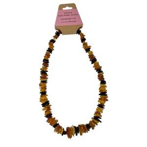 Baltic Amber Necklace Multi-Color Beaded Short Choker Polished (N575)